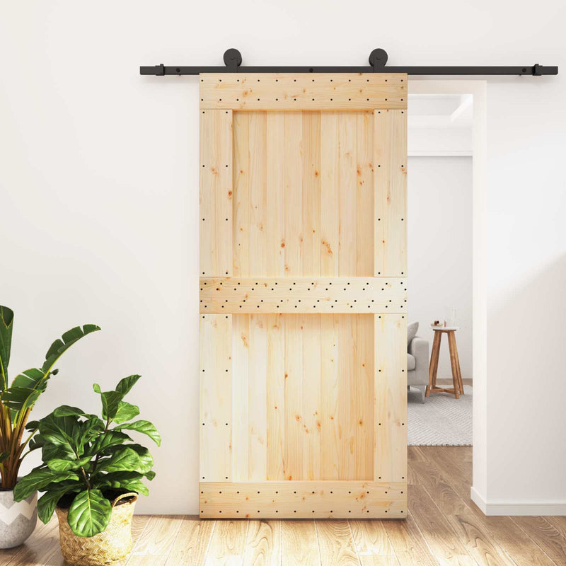 Ușă glisantă 100 x 210 cm Lemn de Pin Solid (Nefinisat)