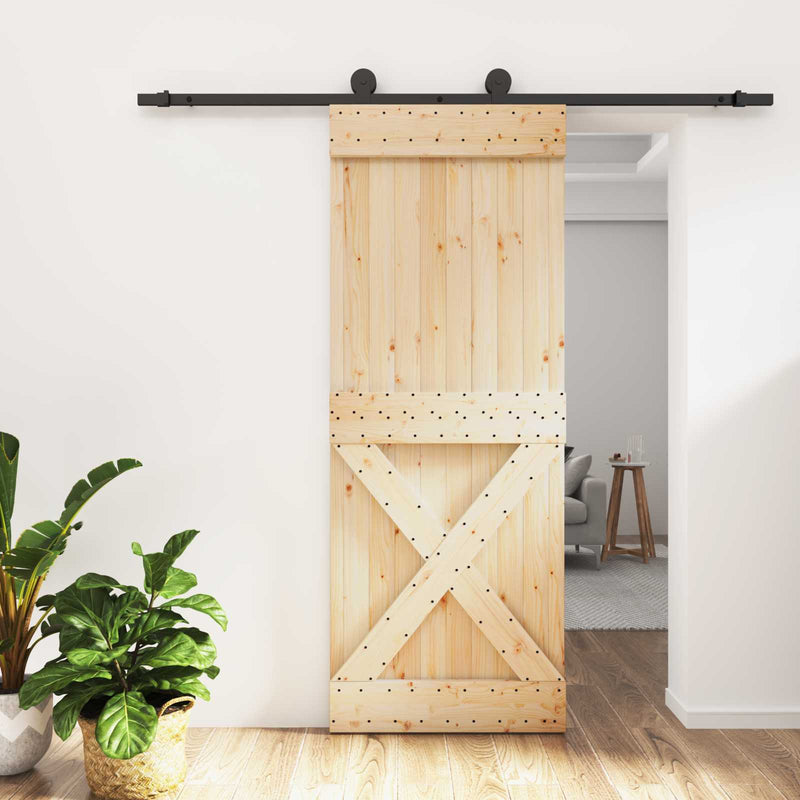 Ușă glisantă 80 x 210 cm Lemn de Pin Solid (Nefinisat)