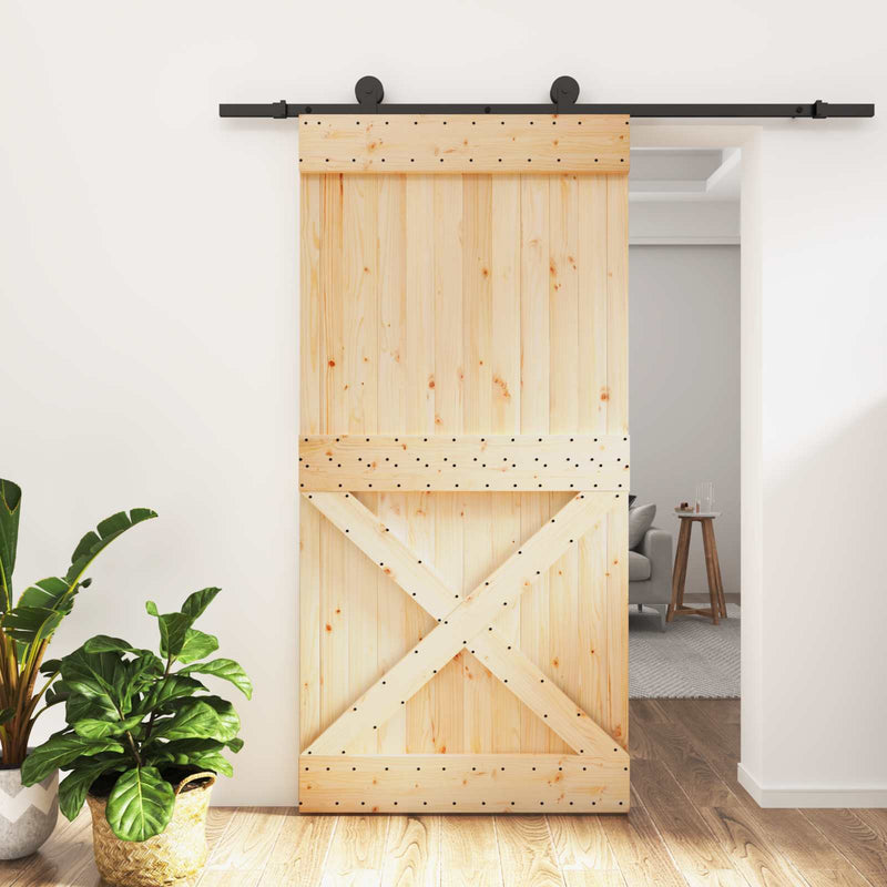 Ușă glisantă 100 x 210 cm Lemn de Pin Solid (Nefinisat)
