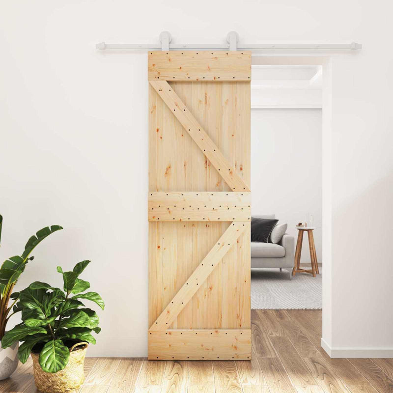 Ușă glisantă 70 x 210 cm Lemn de Pin Solid (Nefinisat)