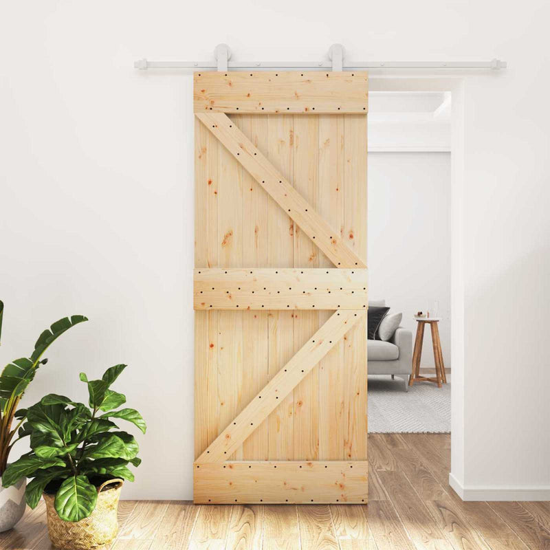 Ușă glisantă 85 x 210 cm Lemn de Pin Solid (Nefinisat)