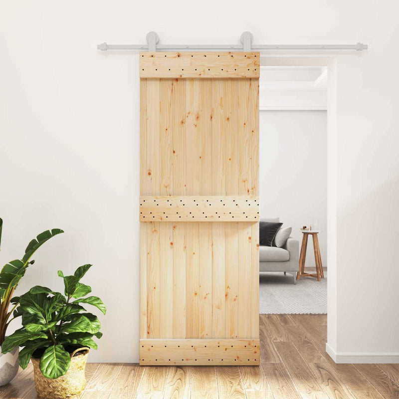 Ușă glisantă 80 x 210 cm Lemn de Pin Solid (Nefinisat)