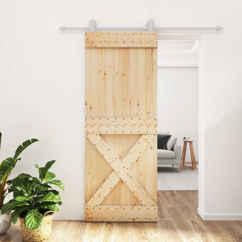 Ușă glisantă 80 x 210 cm Lemn de Pin Solid (Nefinisat)