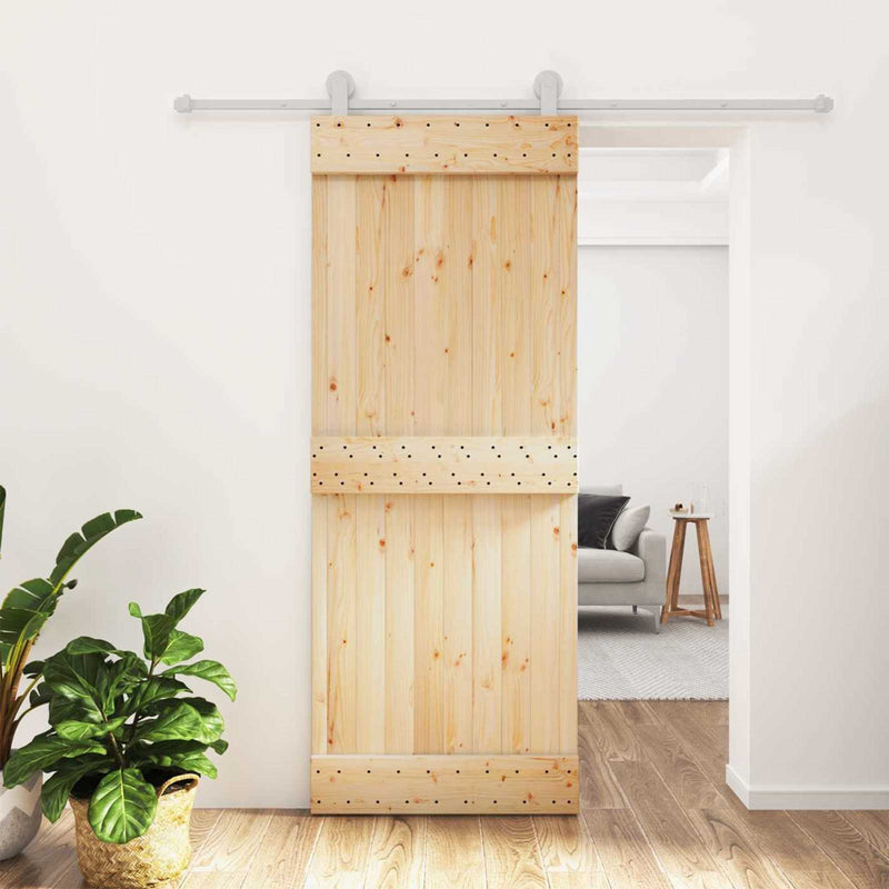 Ușă glisantă 80 x 210 cm Lemn de Pin Solid (Nefinisat)