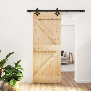Ușă glisantă 85 x 210 cm Lemn de Pin Solid (Nefinisat)