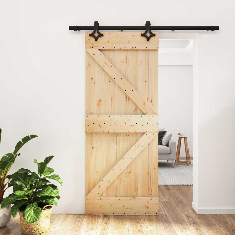 Ușă glisantă 85 x 210 cm Lemn de Pin Solid (Nefinisat)