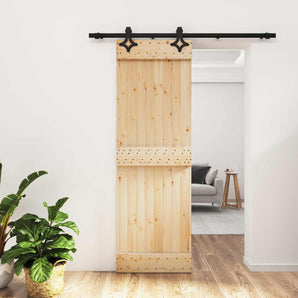 Ușă glisantă 70 x 210 cm Lemn de Pin Solid (Nefinisat)
