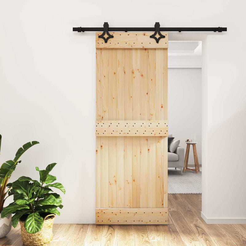 Ușă glisantă 80 x 210 cm Lemn de Pin Solid (Nefinisat)