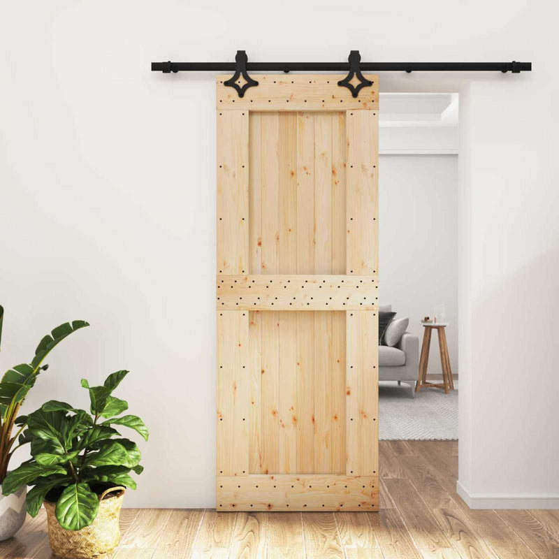 Ușă glisantă 80 x 210 cm Lemn de Pin Solid (Nefinisat)