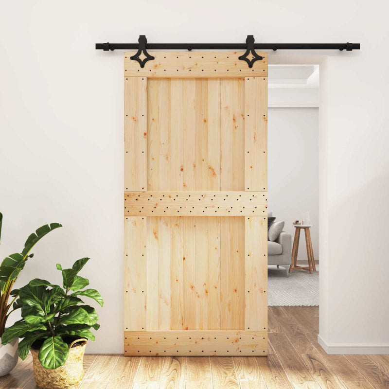 Ușă glisantă 100 x 210 cm Lemn de Pin Solid (Nefinisat)
