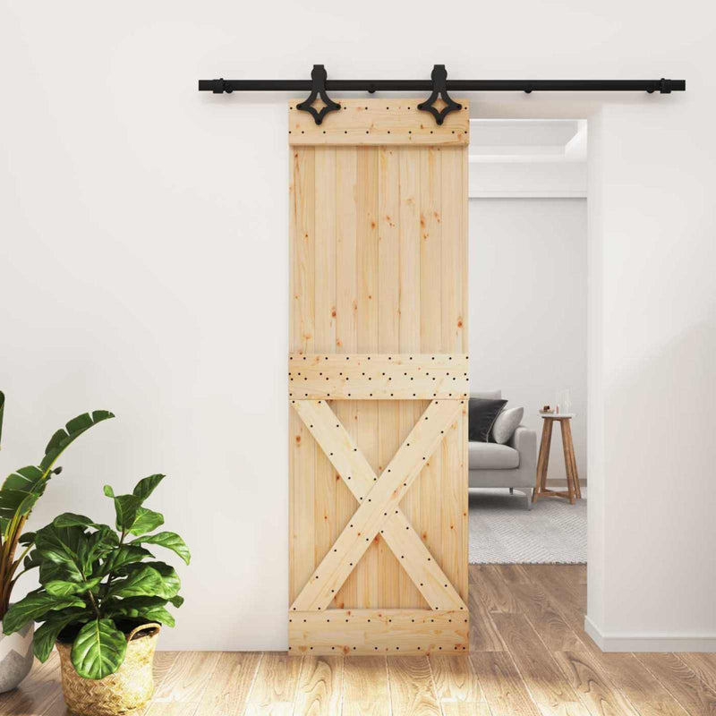 Ușă glisantă 70 x 210 cm Lemn de Pin Solid (Nefinisat)
