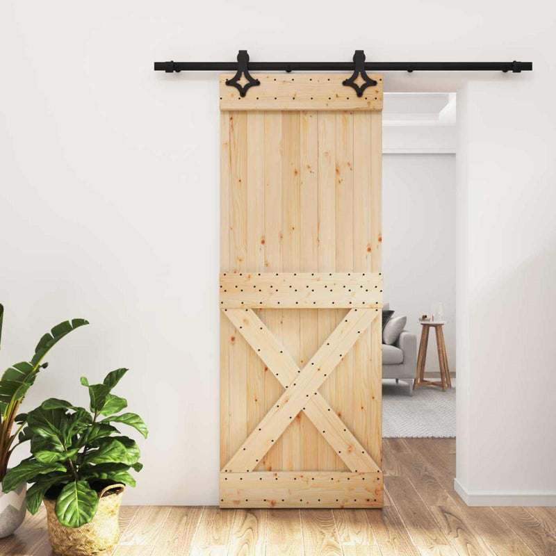 Ușă glisantă 80 x 210 cm Lemn de Pin Solid (Nefinisat)