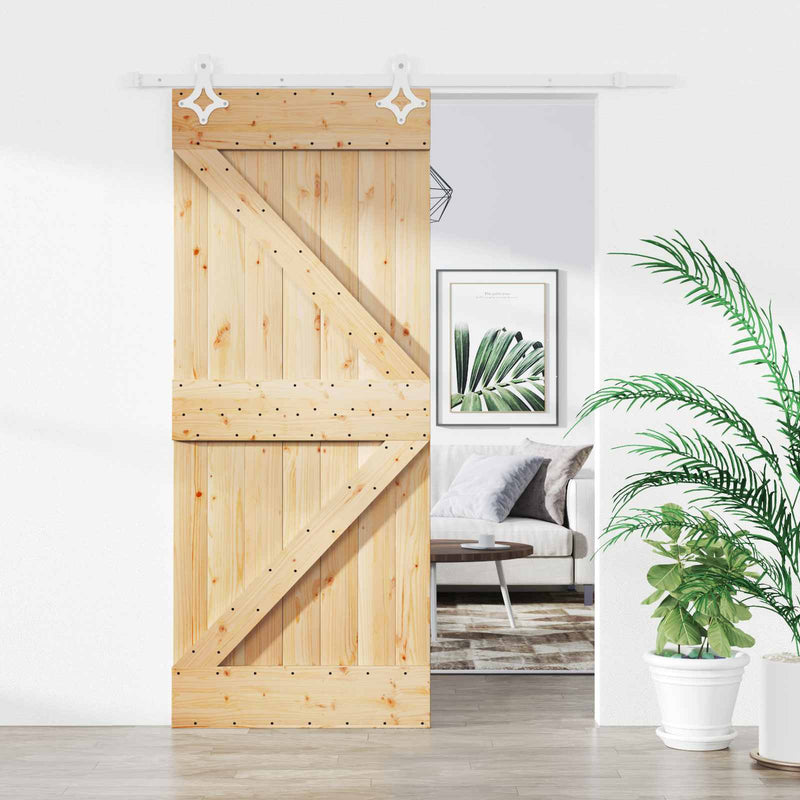 Ușă glisantă 85 x 210 cm Lemn de Pin Solid (Nefinisat)