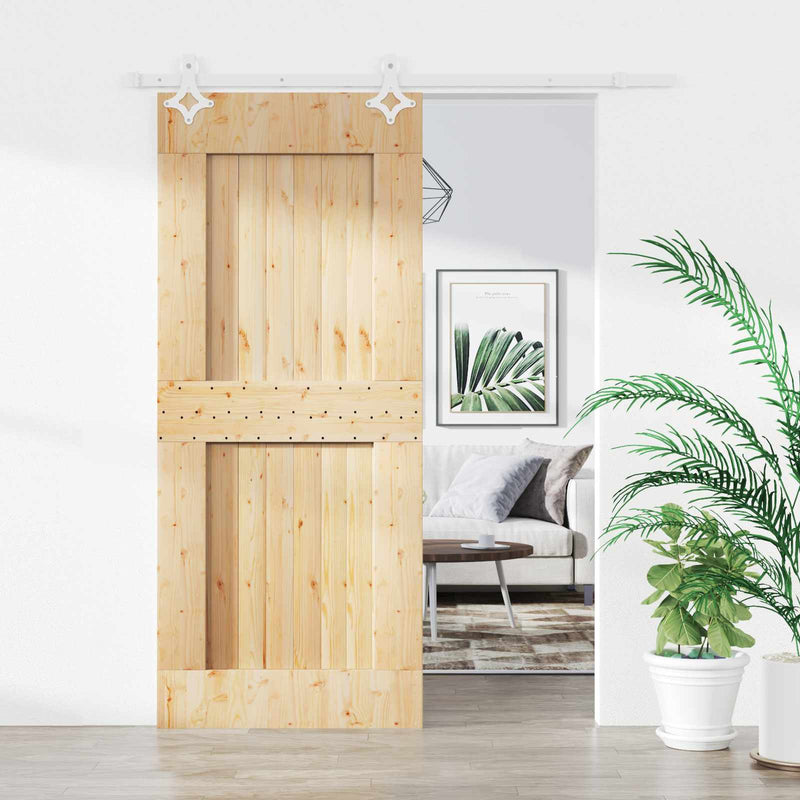 Ușă glisantă 80 x 210 cm Lemn de Pin Solid (Nefinisat)