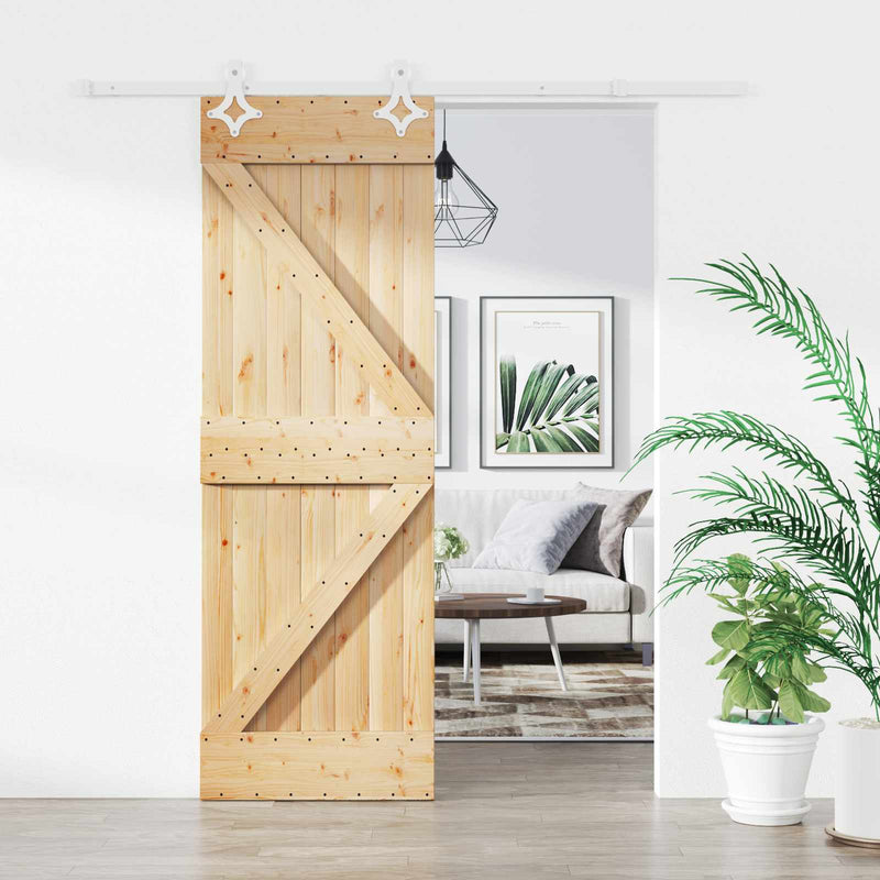 Ușă glisantă 70 x 210 cm Lemn de Pin Solid (Nefinisat)