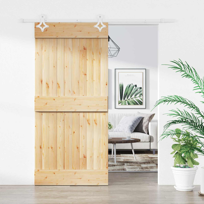 Ușă glisantă 90 x 210 cm Lemn de Pin Solid (Nefinisat)