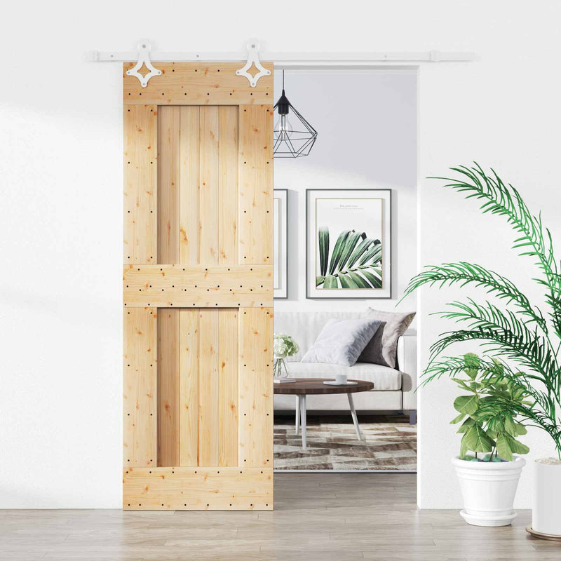 Ușă glisantă 70 x 210 cm Lemn de Pin Solid (Nefinisat)