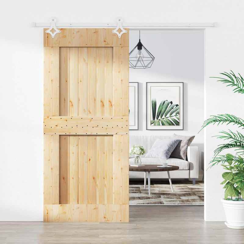 Ușă glisantă 90 x 210 cm Lemn de Pin Solid (Nefinisat)