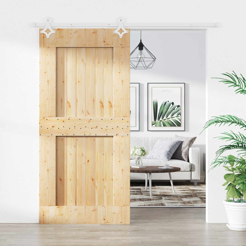 Ușă glisantă 95 x 210 cm Lemn de Pin Solid (Nefinisat)