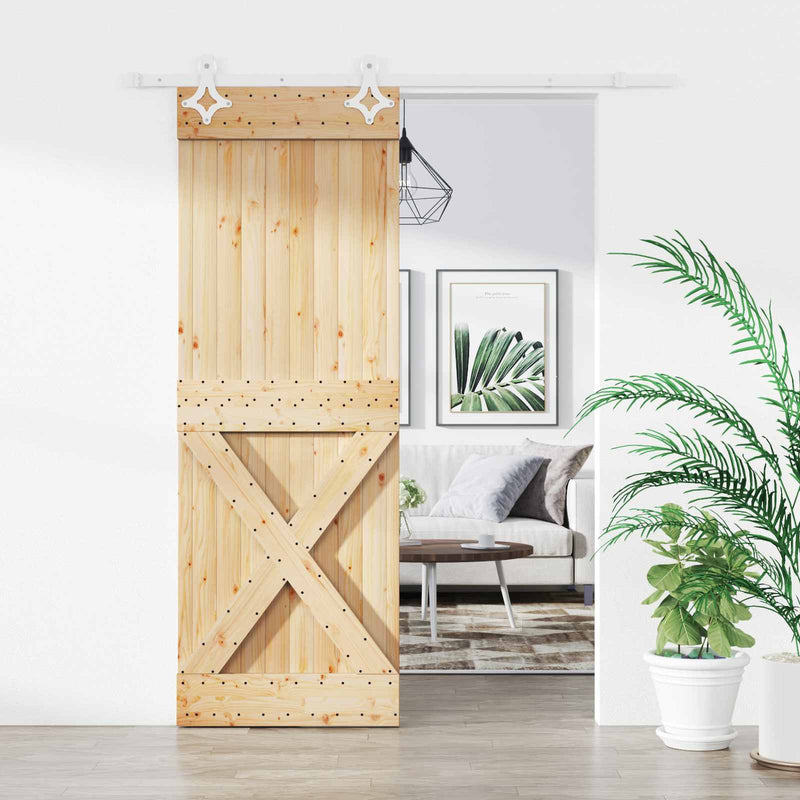 Ușă glisantă 80 x 210 cm Lemn de Pin Solid (Nefinisat)