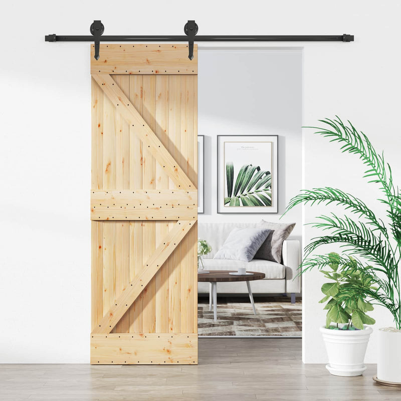 Ușă glisantă 70 x 210 cm Lemn de Pin Solid (Nefinisat)