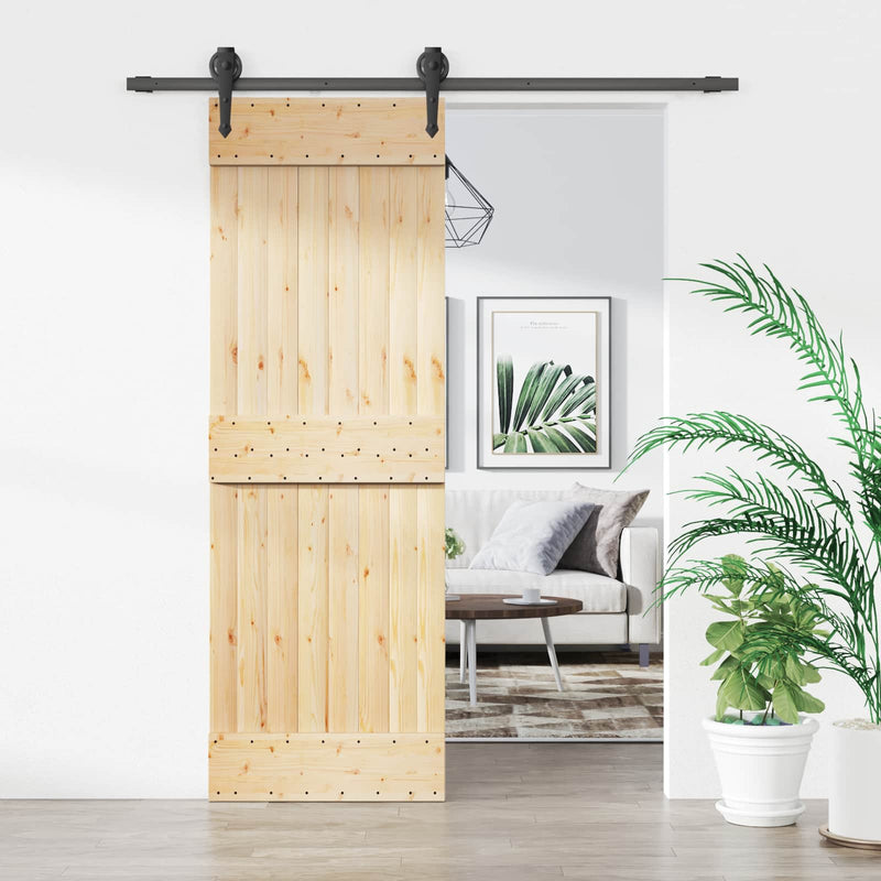 Ușă glisantă 70 x 210 cm Lemn de Pin Solid (Nefinisat)