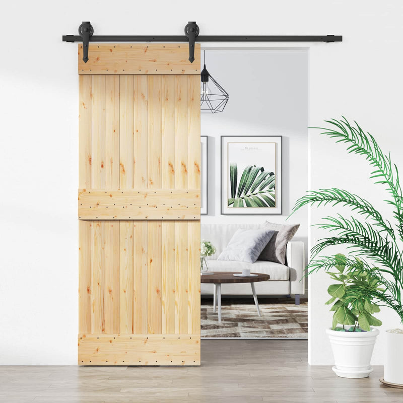 Ușă glisantă 80 x 210 cm Lemn de Pin Solid (Nefinisat)