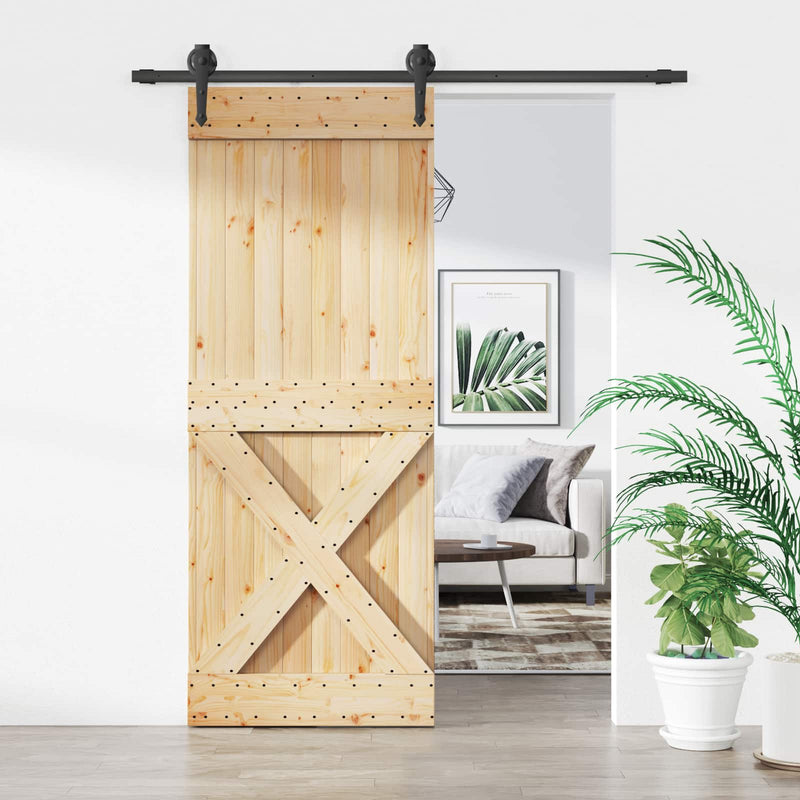 Ușă glisantă 80 x 210 cm Lemn de Pin Solid (Nefinisat)