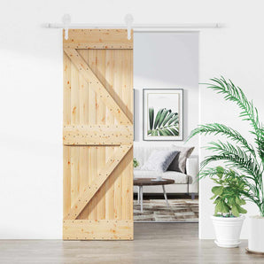 Ușă glisantă Natural și Alb 70 x 210 cm Lemn de Pin Solid