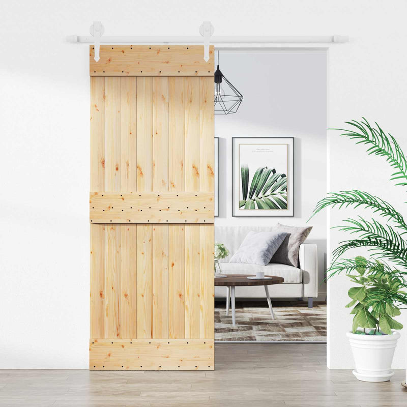 Ușă glisantă 80 x 210 cm Lemn de Pin Solid (Nefinisat)
