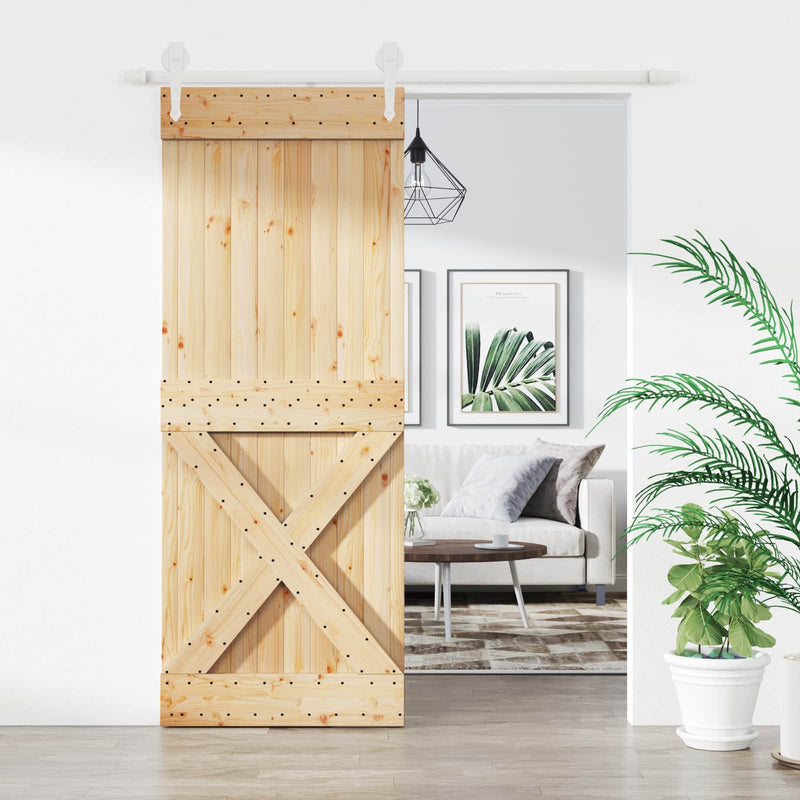 Ușă glisantă 80 x 210 cm Lemn de Pin Solid (Nefinisat)
