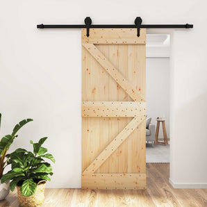 Ușă glisantă 85 x 210 cm Lemn de Pin Solid (Nefinisat)