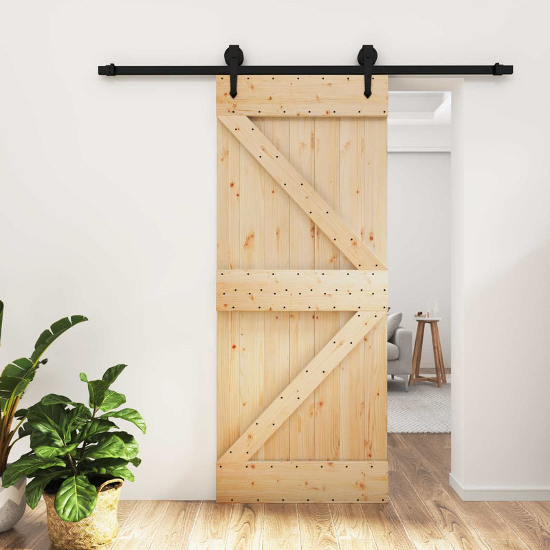 Ușă glisantă 85 x 210 cm Lemn de Pin Solid (Nefinisat)