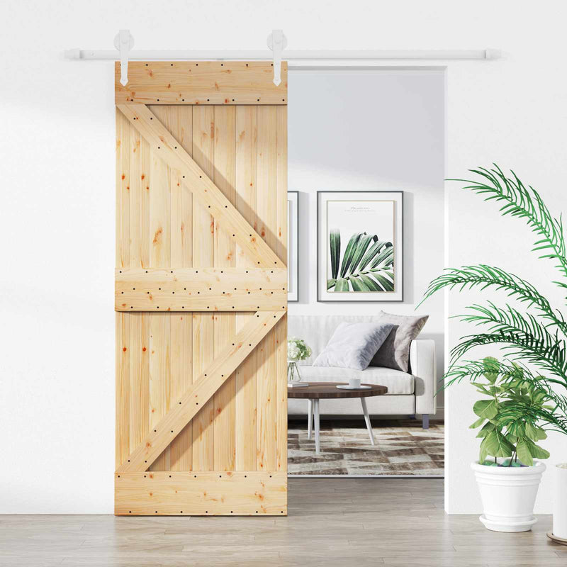 Ușă glisantă 85 x 210 cm Lemn de Pin Solid (Nefinisat)