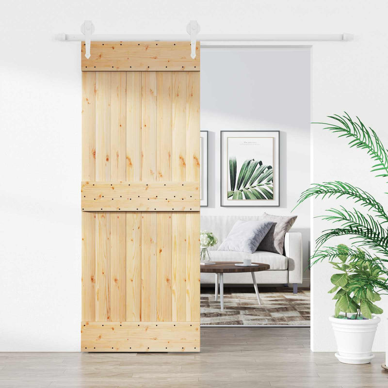 Ușă glisantă 80 x 210 cm Lemn de Pin Solid (Nefinisat)