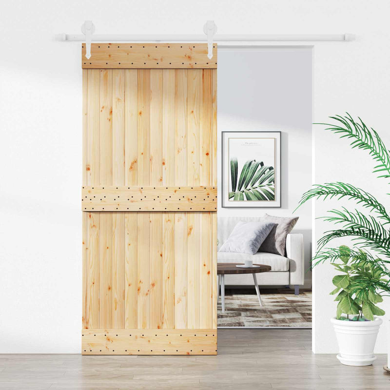 Ușă glisantă 90 x 210 cm Lemn de Pin Solid (Nefinisat)
