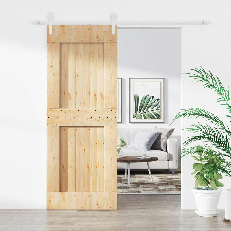 Ușă glisantă 80 x 210 cm Lemn de Pin Solid (Nefinisat)