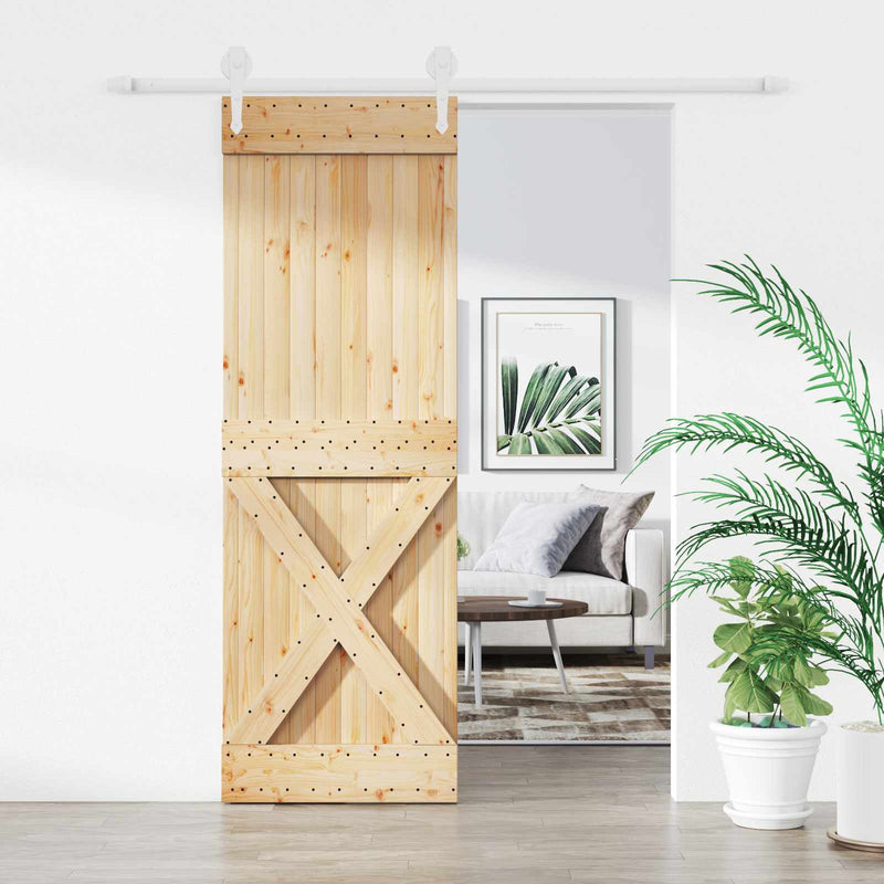 Ușă glisantă 70 x 210 cm Lemn de Pin Solid (Nefinisat)