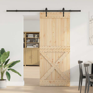 Ușă glisantă NARVIK Natural și Negru 95 x 210 cm (213,5 cm)