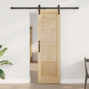 Ușă glisantă 61 x 198,5 cm Lemn masiv de pin Natural și Negru