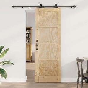 Ușă glisantă Natural și Negru 73,5 x 211 cm Lemn masiv de pin