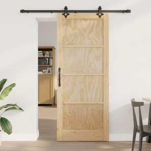 Ușă glisantă Natural și Negru 86 x 211 cm Lemn masiv de pin
