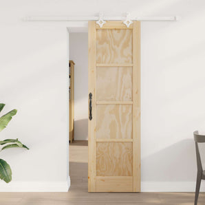 Ușă glisantă Natural și Alb 61 x 198,5 cm Lemn masiv de pin