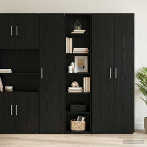Bufet Stejar Negru 40 x 41 x 185 cm Lemn prelucrat