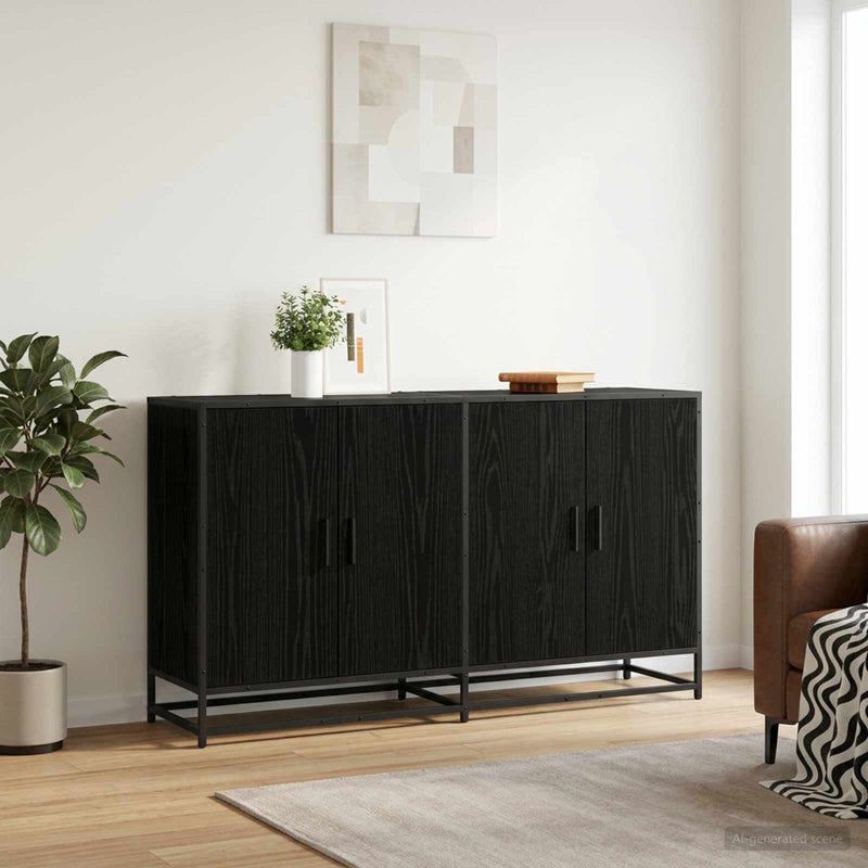 Bufet Stejar Negru 134 x 35 x 76 cm Lemn prelucrat