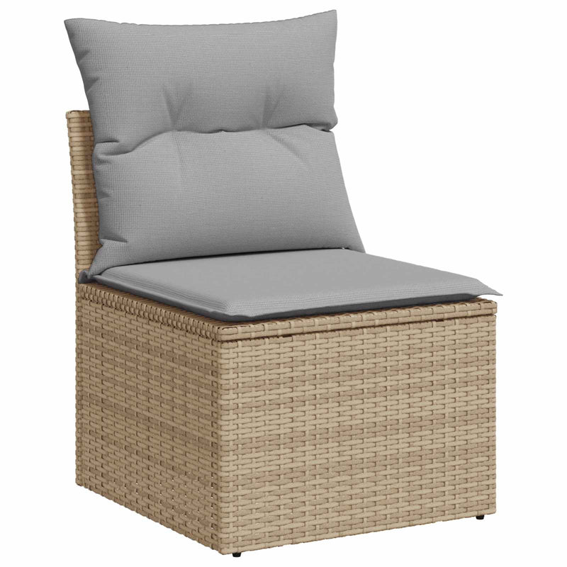 Set de canapea 6 buc. Beige și gri deschis Ratan poli și Oțel