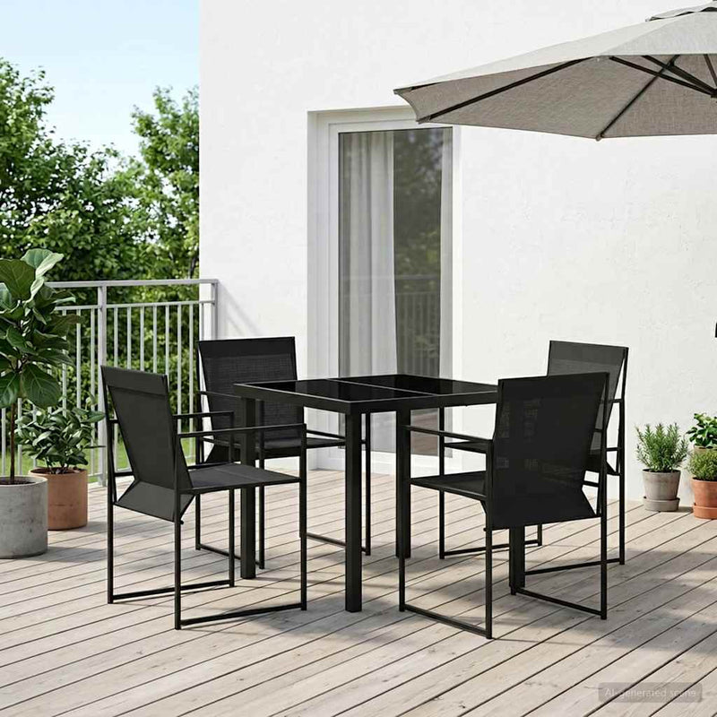 Set de masă pentru grădină 5 buc. Negru Textilene și Oțel