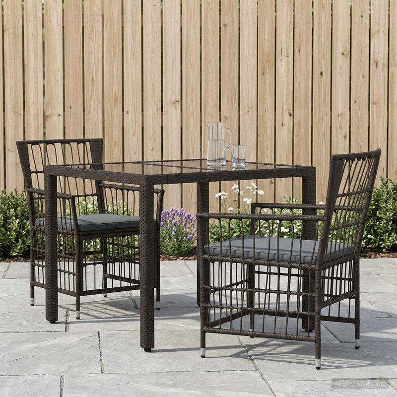 Set dining pentru exterior 3 buc. Negru poliratan