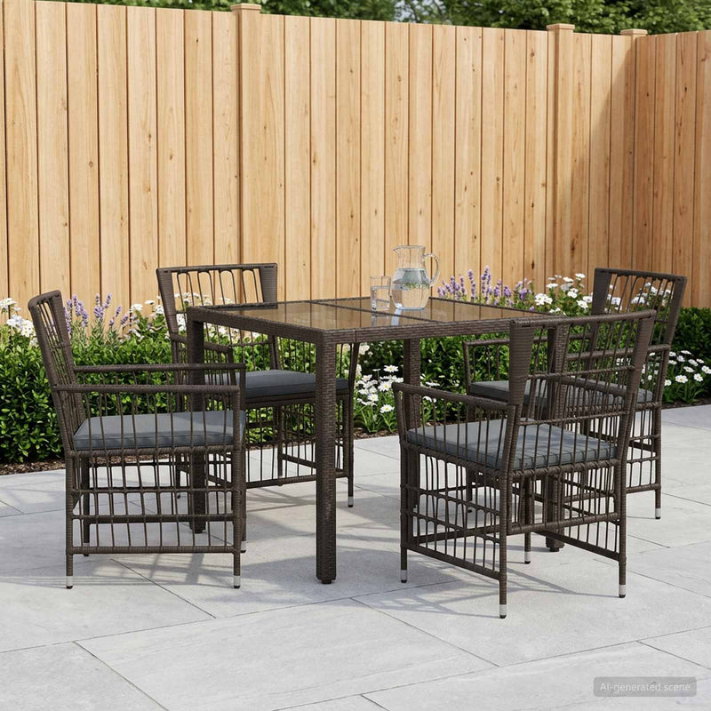 Set dining pentru exterior 5 buc. Negru poliratan