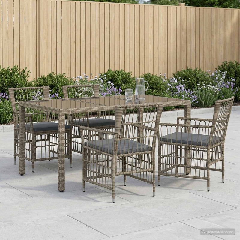 Set dining pentru exterior 5 buc. Gri poliratan